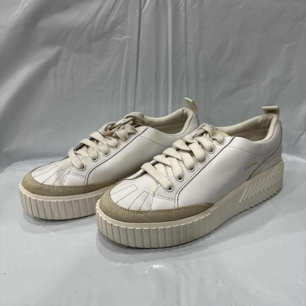 Sorel Ona Ave Sneakers Women's US 9.5 Sea Salt Leather Platform Shoes EBS1206